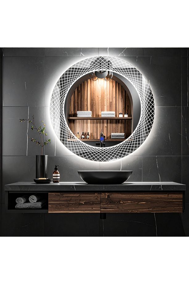 Trivon Beyaz Led'li Lazer Kumlamalı Lavabo & Banyo Aynası (Dokunmatik Sensörlü) - 2