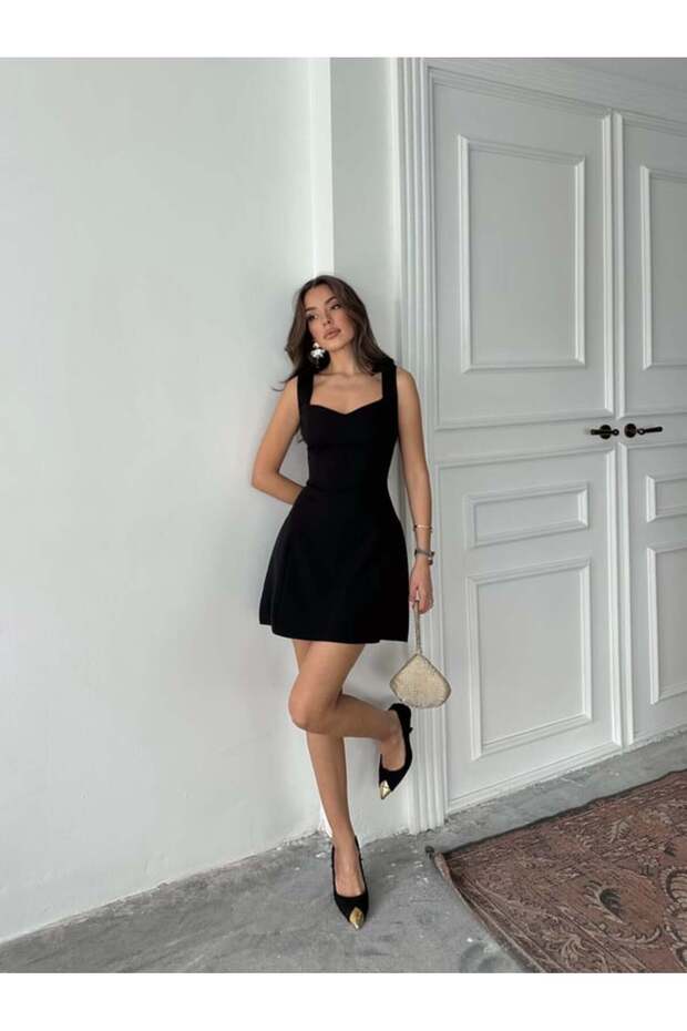 Marie Kalın Askılı Mini Elbise - 4