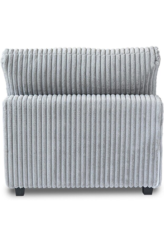 Sirius Modüler Tekli Koltuk // 95x95 Puf Tavşan Tüyü Kumaş // Yıkanabilir Kılıflı // Gri - 3