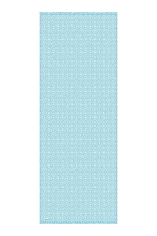 Blue Monogram Pattern Silk Cotton Shawl - 4