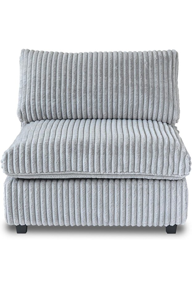 Sirius Modüler Tekli Koltuk // 95x95 Puf Tavşan Tüyü Kumaş // Yıkanabilir Kılıflı // Gri - 1