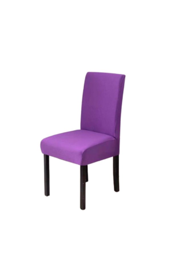 Set 6 huse de scaun, Poliester cu Elastan, Solid, Mov