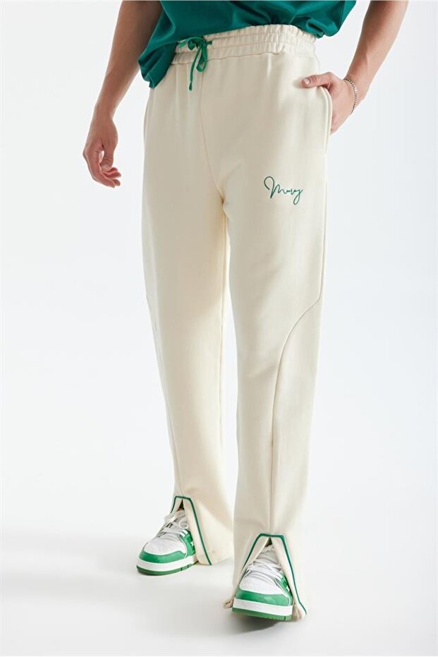 Ekru Yırtmaçlı Jogger - 2