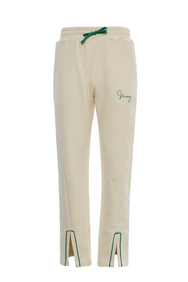 Ekru Yırtmaçlı Jogger - 1