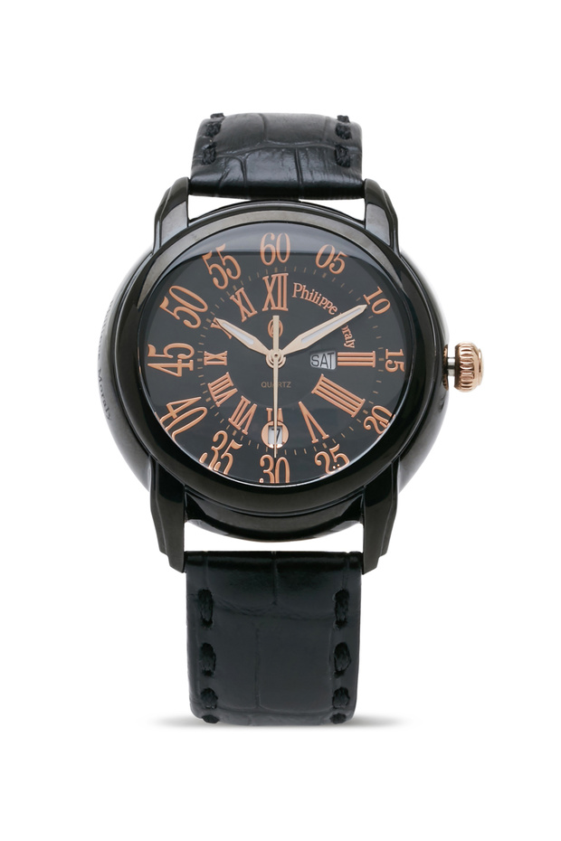 Men's Leather Analog Watch L1375BRBB