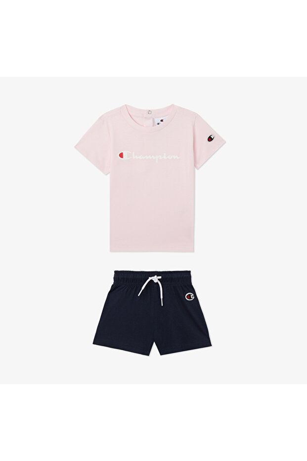 Çocuk Pembe/Lacivert Şort Takımı - 1