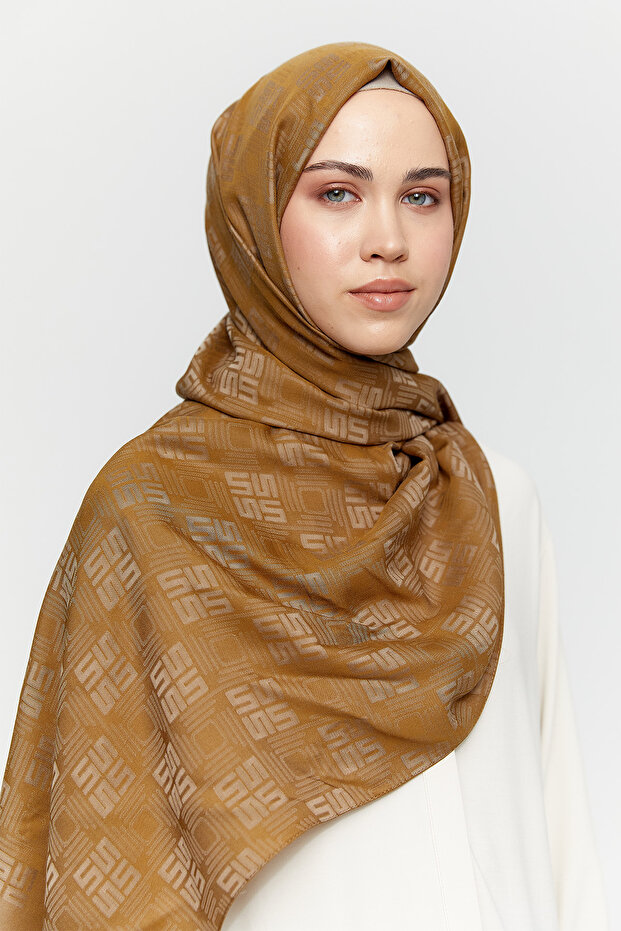 Jakarlı Monogram Şal - 2