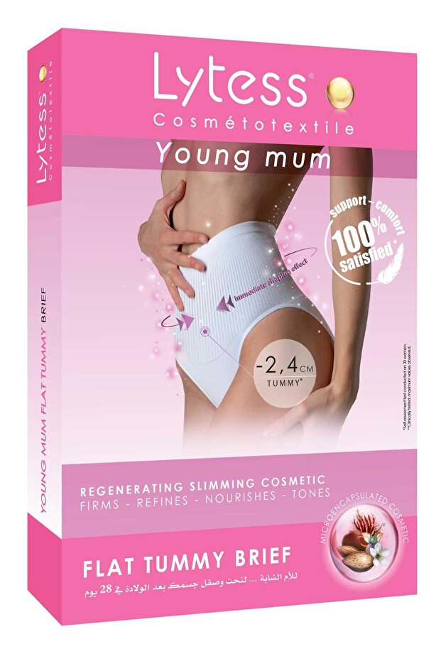 Young Mum Flat Tummy Brief ,White, Medium