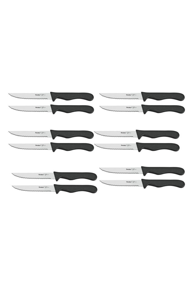 Basic Set of 2 Steak Knives 21cm –Hardened Stainless Steel Pack of 6 Sets (12 Knives Total)