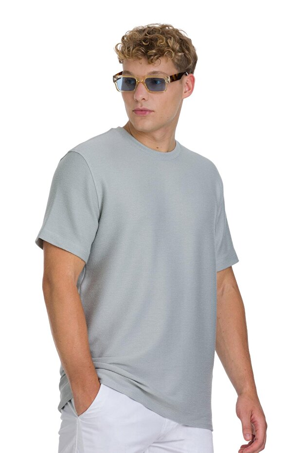 Gray Regular Fit Crew Neck Basic T-Shirt - 3