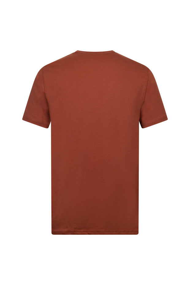 تي شيرت أساسي من القطن ذو رقبة دائرية وقصة عادية باللون البني - 2