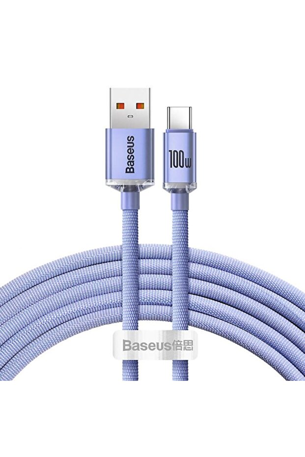 Data Cable, Baseus, USB/USB-C, 100W, 2m, Violet - 2