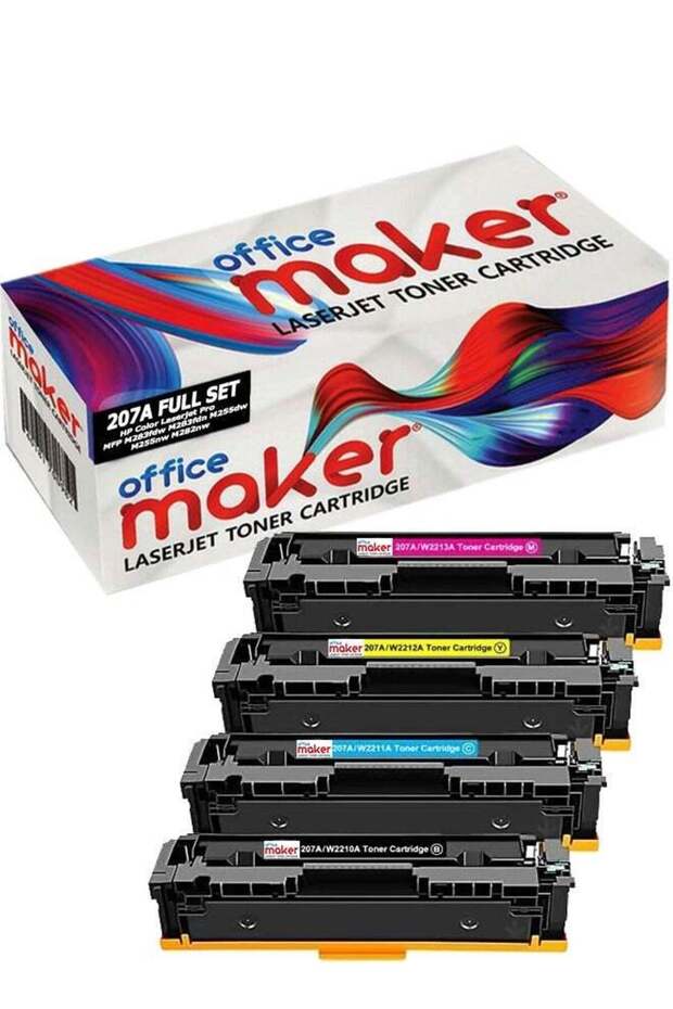 Office maker 207A (With Chip) Toner Cartridges Compatible for Color LaserJet Pro MFP M283fdw M282nw