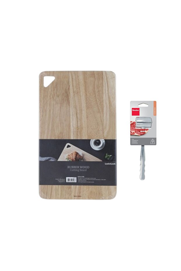 Medium Wooden Cutting Board + Free Metaltex Aluminum Meat Tenderizer