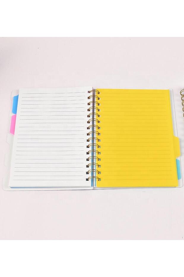 Colorful Flower Patterned Spiral Notebook with Compartments - 3