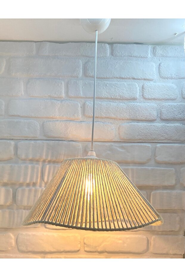 El İşi Örme Krem Dalgalı Model Tek Sarkıtlı Avize - 2