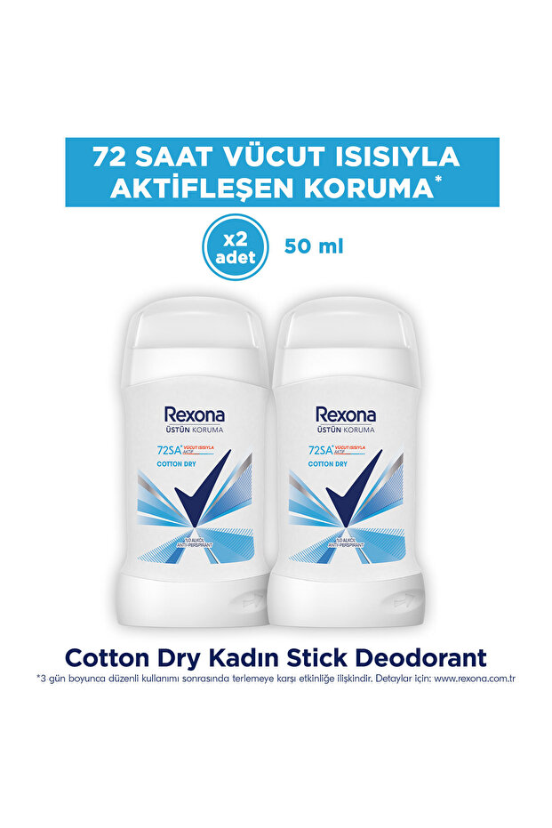 Üstün Koruma Kadın Stick Deodorant Cotton Dry 50 ml x2 - 1