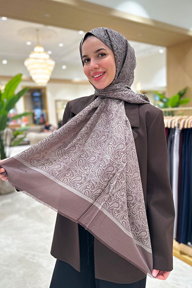 شال جاكار عرقي من الليوسل - 3030300-931 - بني