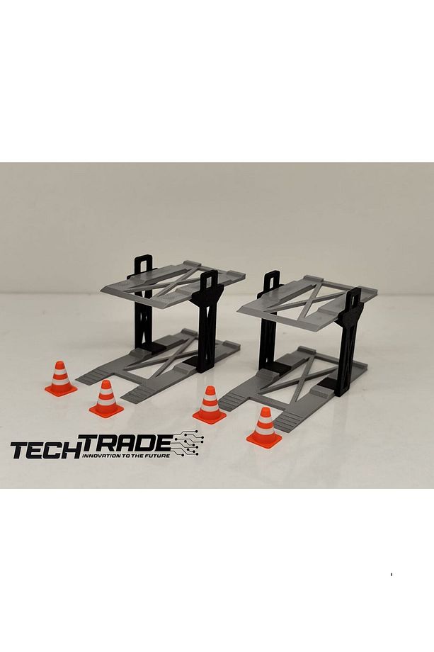 1/64 Ölçek Diorama 2 Araçlık Lift 2 adet Siyah-Gri + 4 Adet Duba - 3