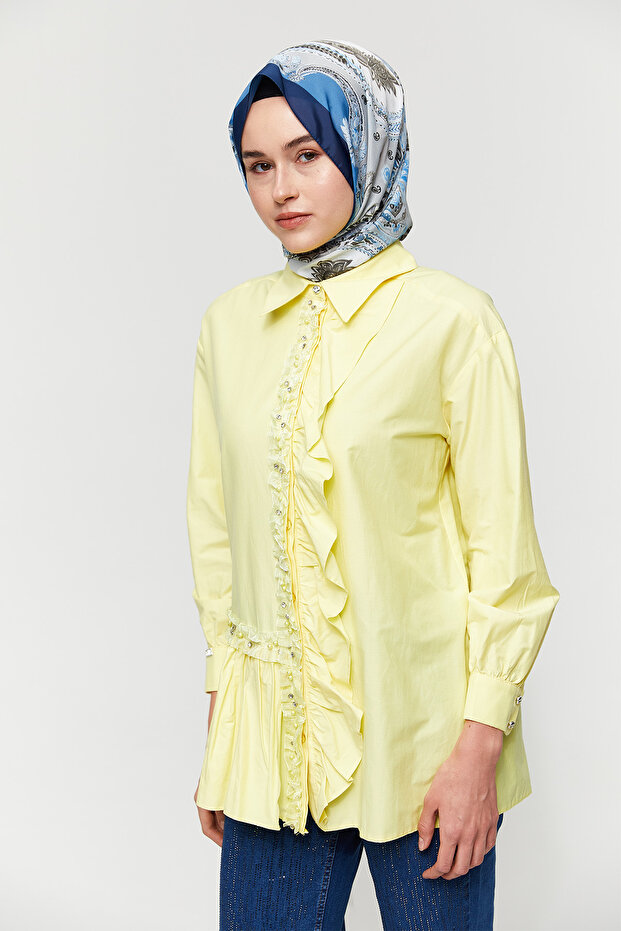Volanlı Pamuk Gömlek - 4