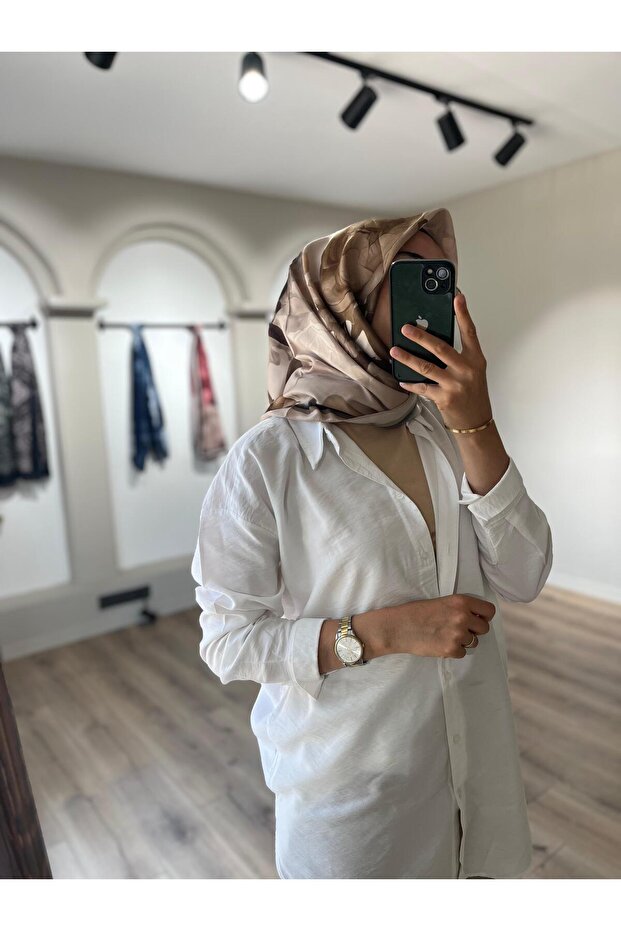 وشاح بيج ناعم بنمط اللوتس - 1