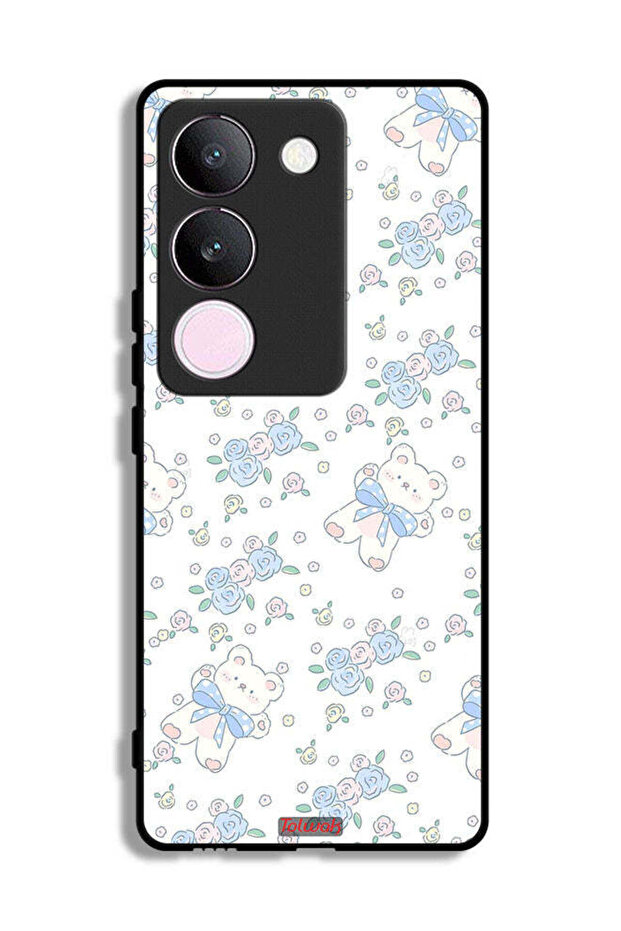 vivo V29 Protective Case Cover Cute Teddy Bear And Flowers Icon