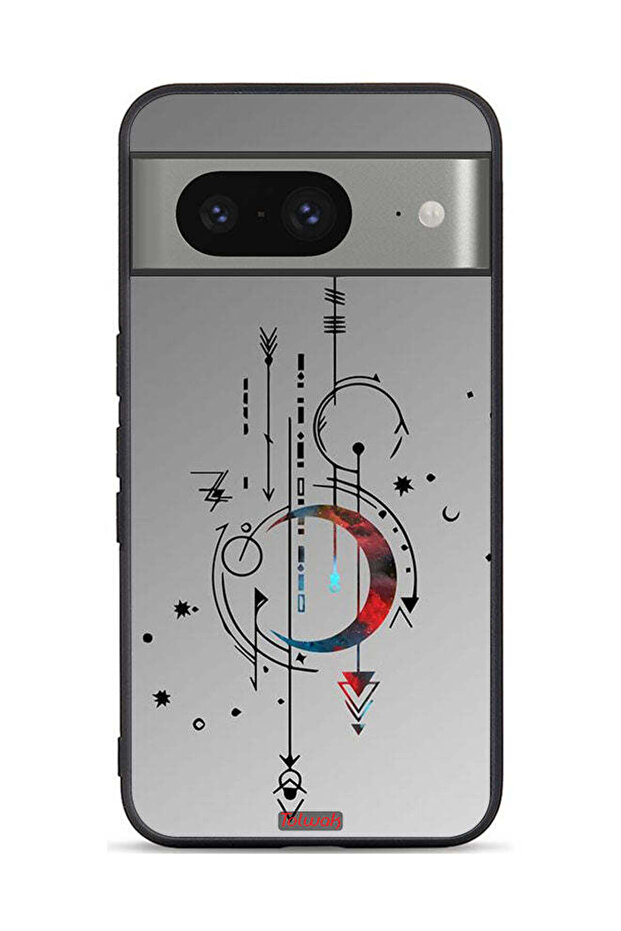 Google Pixel 8 Protective Case Cover Moon And Arrows Art Pattern