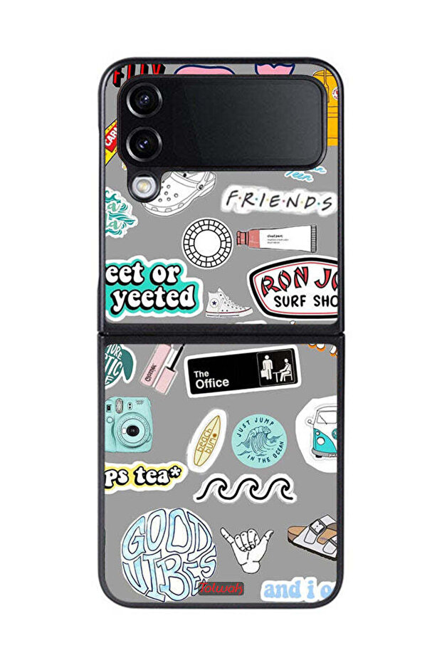 Samsung Galaxy Z Flip 4 Protective Case Cover Good Vibes Stickers
