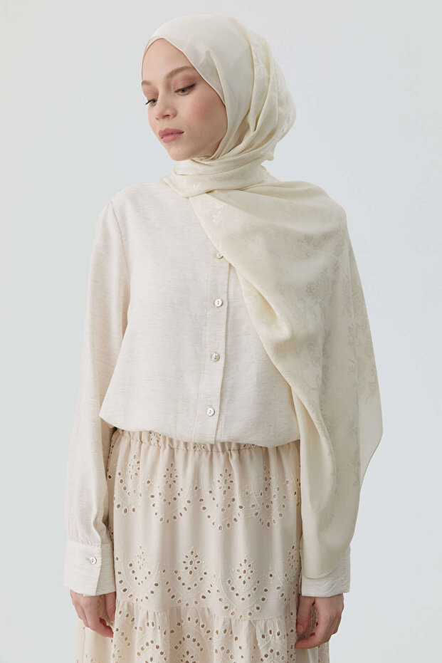 Nevgül Jakar Naturel Şal - Ekru - 2