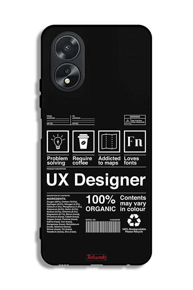 Oppo A38 Protective Case Cover Ux Designer Sticker