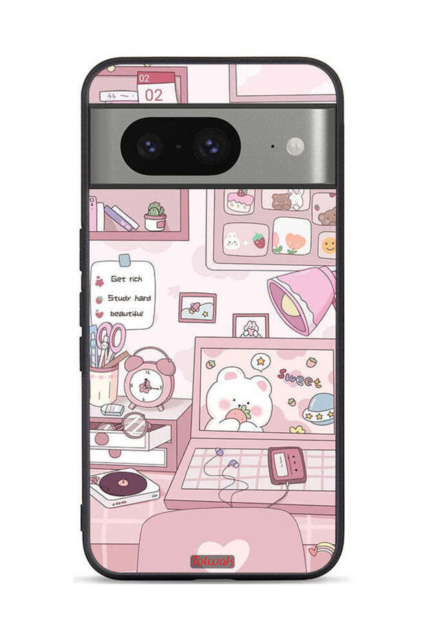 Google Pixel 8 Protective Case Cover Get Rich Study Hard