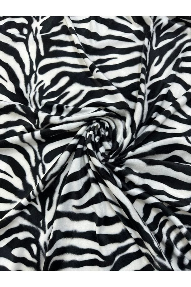 Zebra Desenli Tay Tüyü Kumaş – Yumuşak Dokulu, Peluş Görünümlü, en: 150 cm - 1