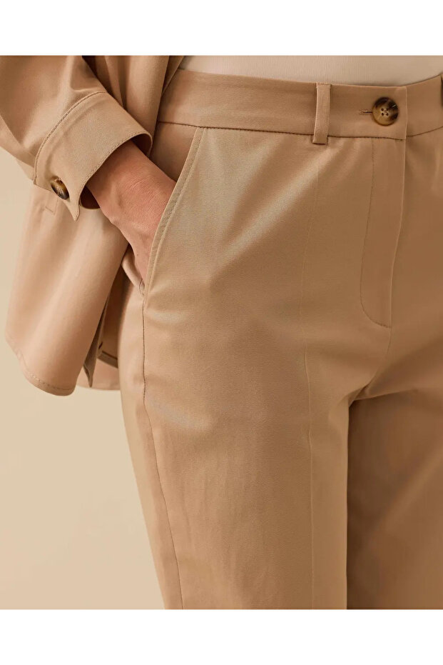 Cepli Düğmeli Bilek Boy Pantolon - 2