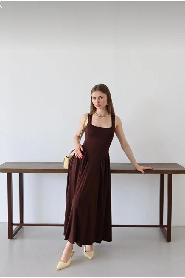 Women’s Square Neck Thick Strap Stylish Design Dress