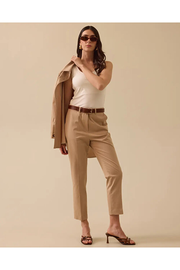 Cepli Düğmeli Bilek Boy Pantolon - 3