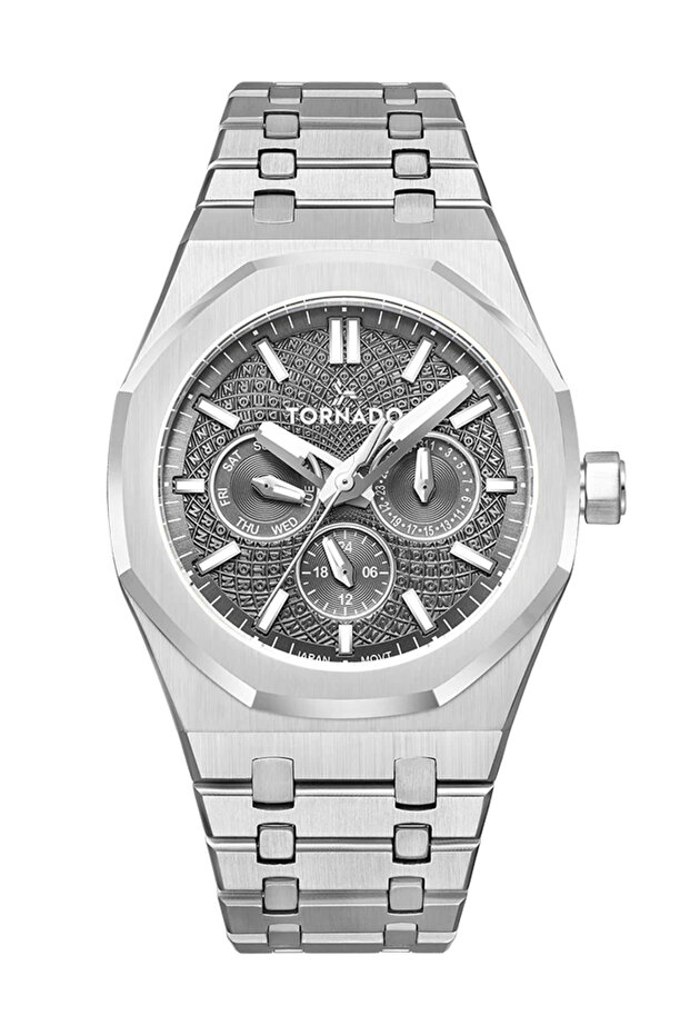 ساعة أورورا نوفا متعددة الوظائف للرجال بمينا رمادي - T23104-SBSX - 1