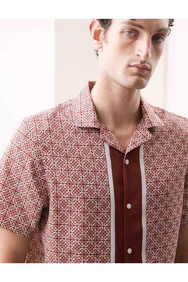 Geometrik Desenli Gömlek - 1