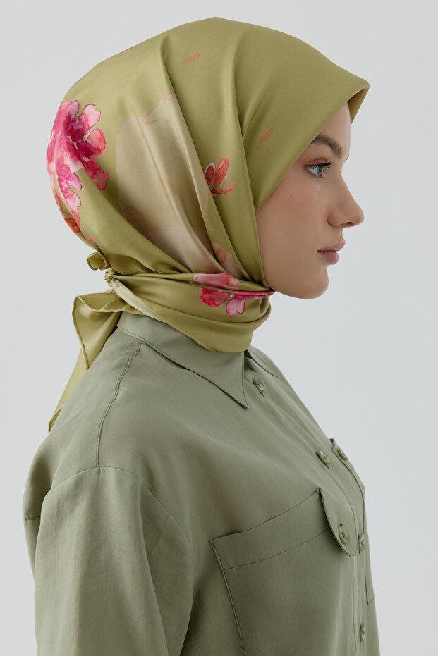 Süregan Twill İpek Eşarp - Yeşil - 2