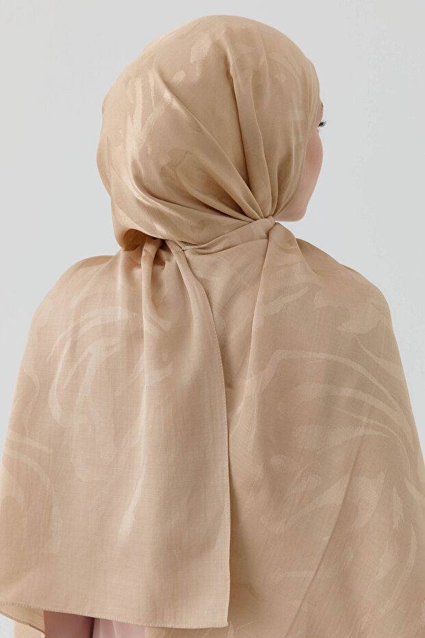 Dalgalı Nida Naturel Şal - Bej - 5