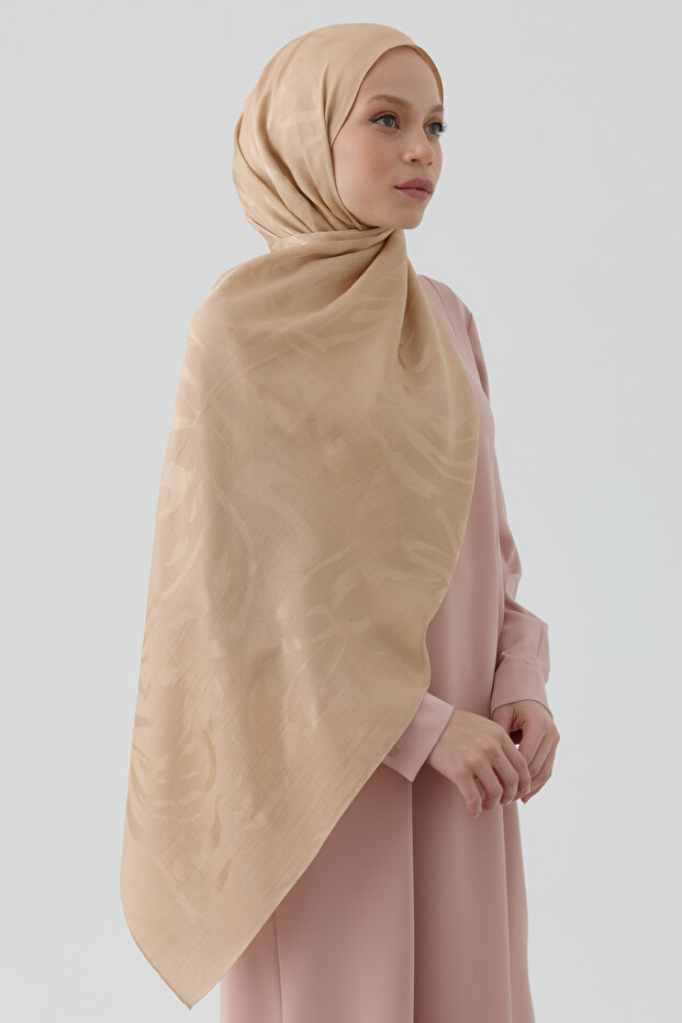 Dalgalı Nida Naturel Şal - Bej - 2