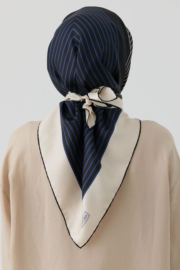 Yansıma Twill İpek Eşarp - Siyah - 5