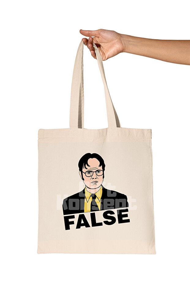 حقيبة من القماش الخام العضوي المطبوعة من False Dwight Schrute