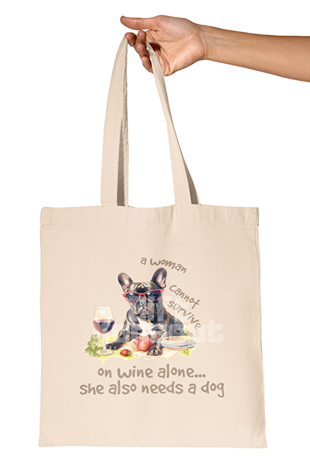 She Lived with Her Dog Dog Lover Printed Gift Organic Raw Cloth Bag