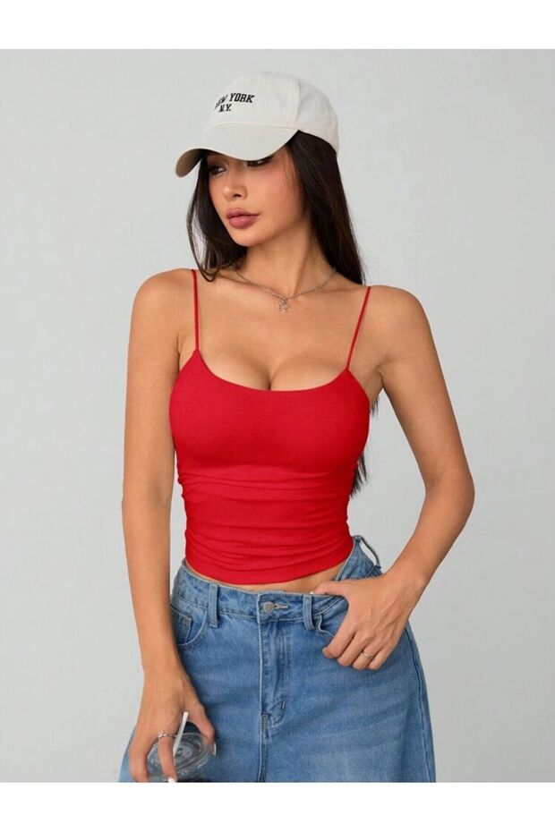 Kadın İp Askılı Örme Body Bluz - 3