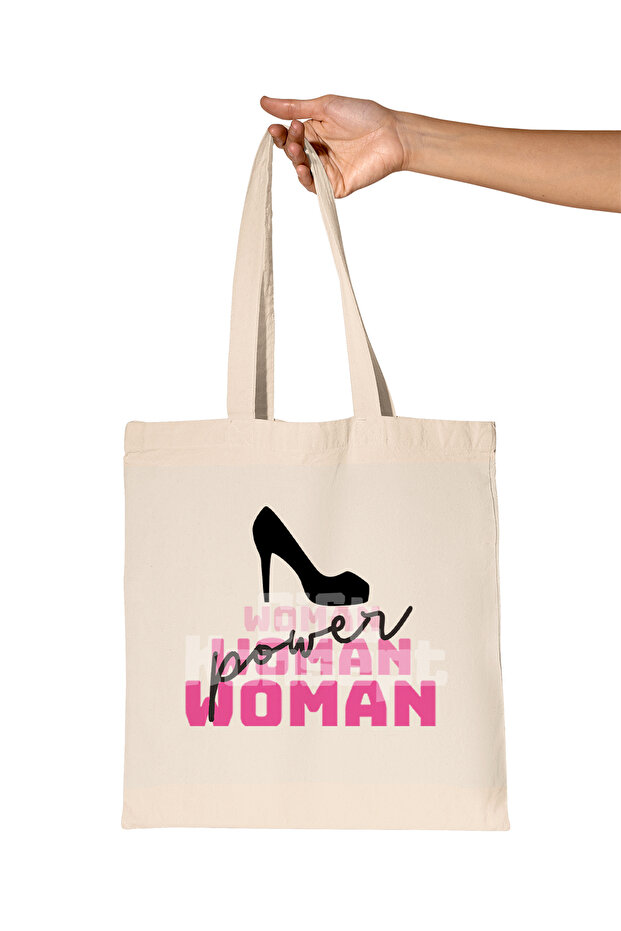 Power Woman Printed Gift Organic Raw Cloth Bag