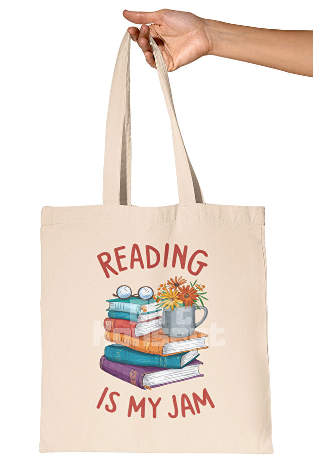 Reading Is My Jam كتاب مكتوب لعشاق القراءة هدية مطبوعة حقيبة من القماش الخام العضوي