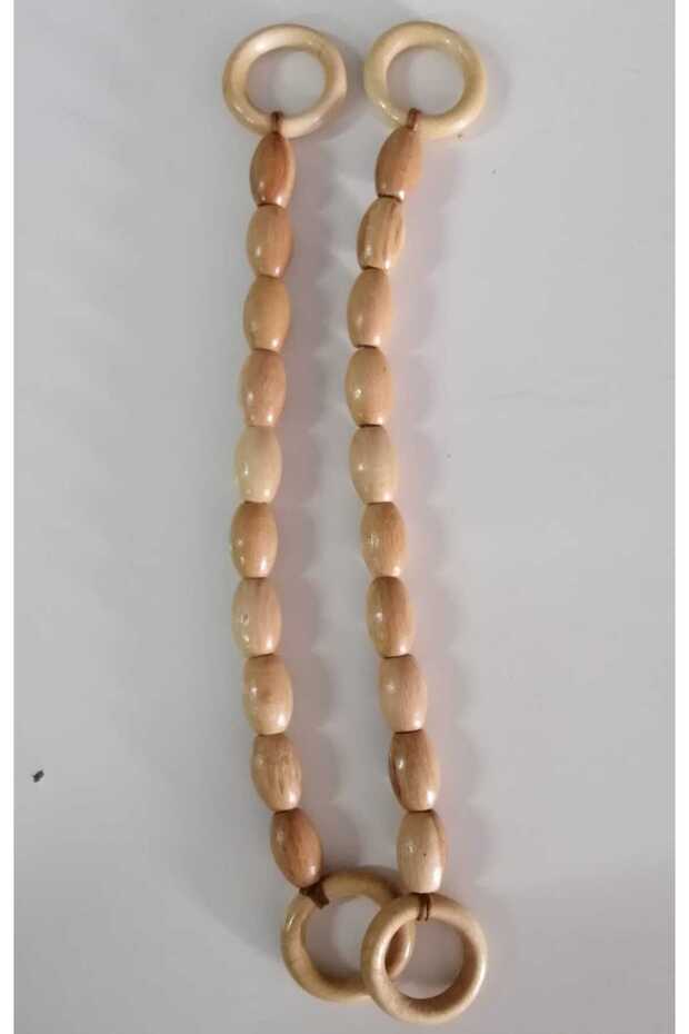 ahşap boncuklu çanta sapı çift - 3