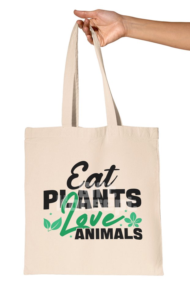 Eat More Plants Vegan Printed Gift Organic Raw Cloth Bag