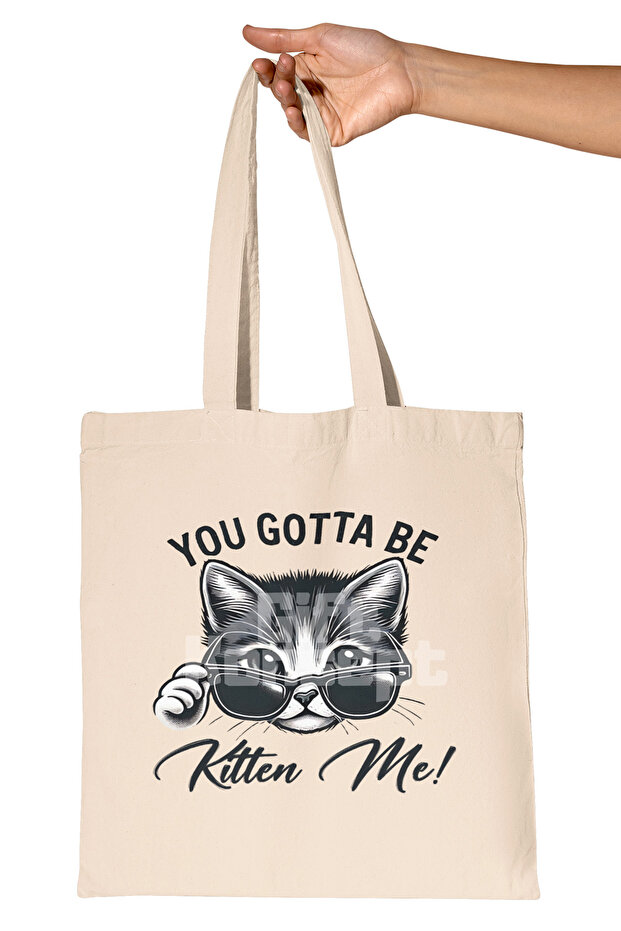 Cat Funny Minimalist Humorous Cat Lover Cat Owner Printed Gift Organic Raw Cloth Bag