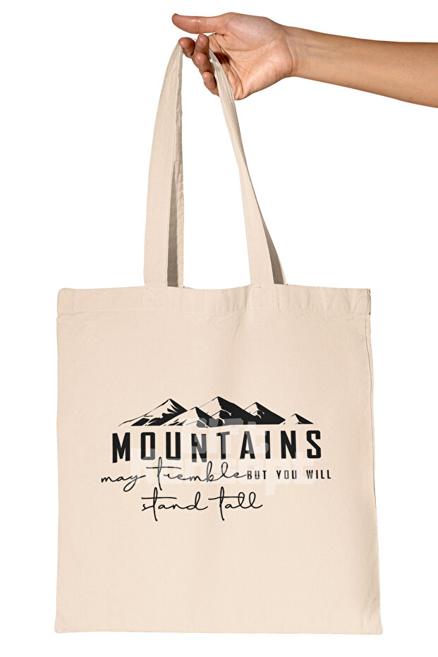 Mountains May Tremble Written Power Manifest Promise Printed Gift Organic Raw Cloth Bag